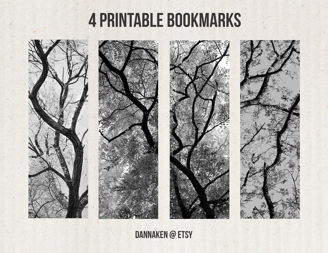 Printable Bookmarks - 4 Black & White Tree Branch Bookmarks - Instant ...