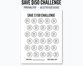 150 in 30 days savings challenge - PDF - Instant Digital Download - US letter size