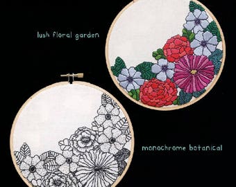 Garden (hand embroidery. 6" hoop art. home decor)