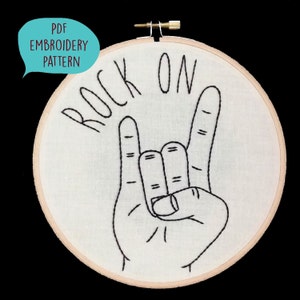 PDF embroidery pattern for Rock On gesture by galemofre
