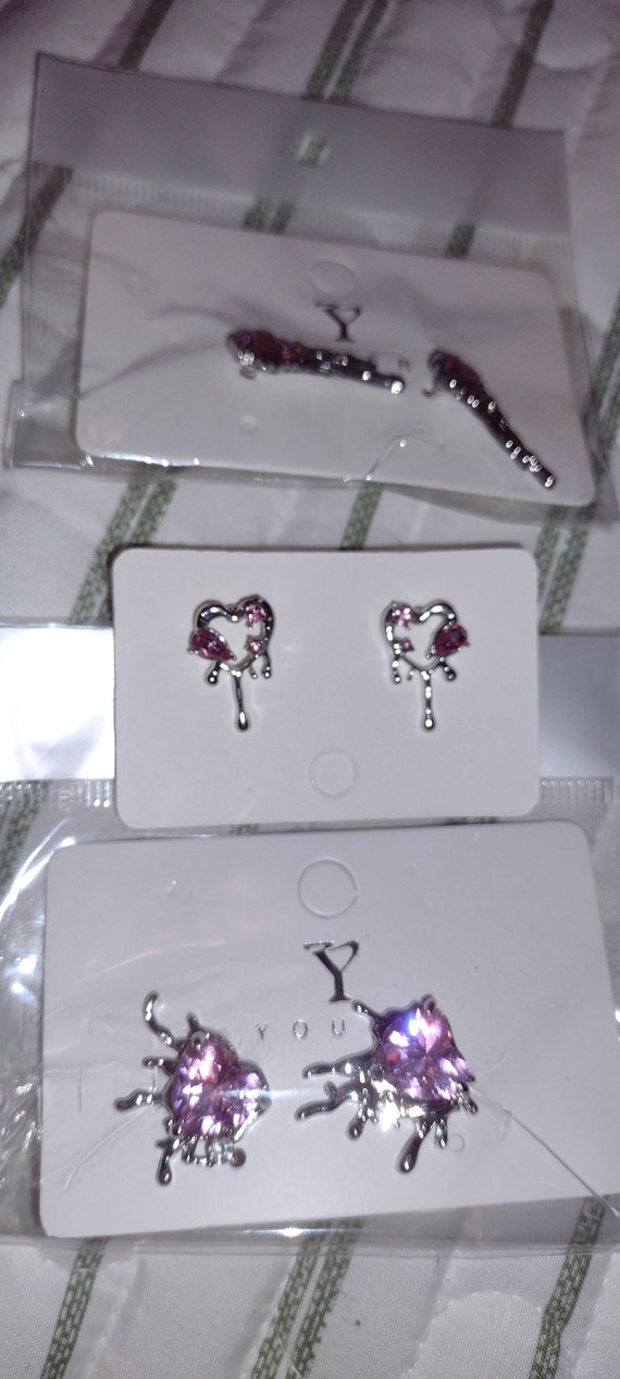Lot of Three Pairs of Lava Water Drop Earrings wi… - image 1