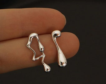 Lava Water Drop Earrings Asymmetric Abstract Symbol