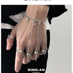Punk Vintage  Geometric Silver Color Chain Wrist Bracelet for Men or Women