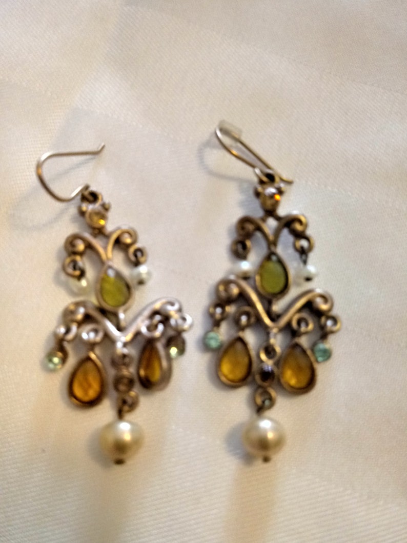 Vintage Chandelier Crystals n Pearls Earrings