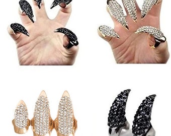 Eagle Claw  Rhinestones Finger Rings Set of Five  Reduced Price