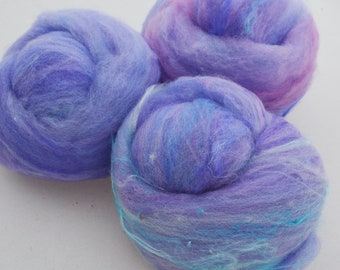 Lavender Art Batt - Merino Fleece, Faux Cashmere, Silk