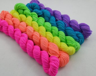 Neon Rainbow Superwash Merino  Sport Mini Set