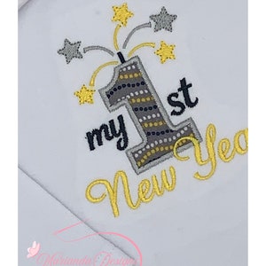 Boy&#39;s First New Year&#39;s Bodysuit/Boy&#39;s 1st New Year&#39;s Long Sleeve Bodysuit.  Boy&#39;s 1st New Year&#39;s Short Sleeve Bodysuit