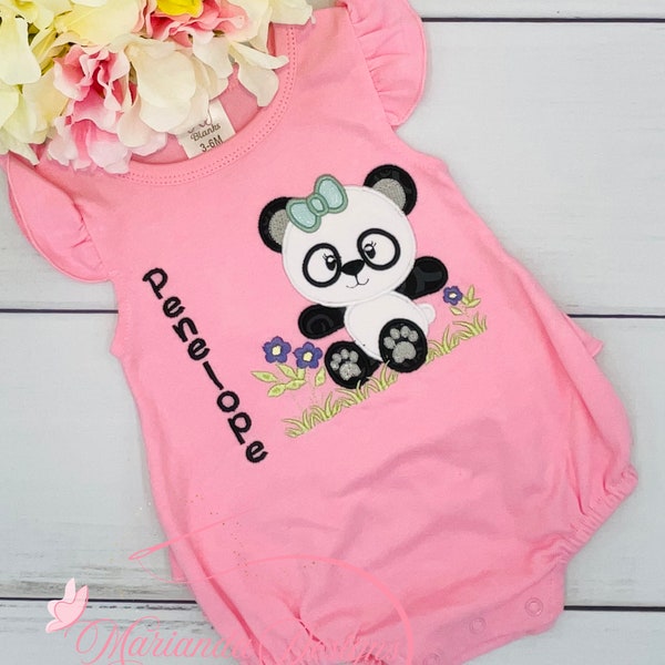 Baby Cute 3D Panda Quilted Lapels Romper