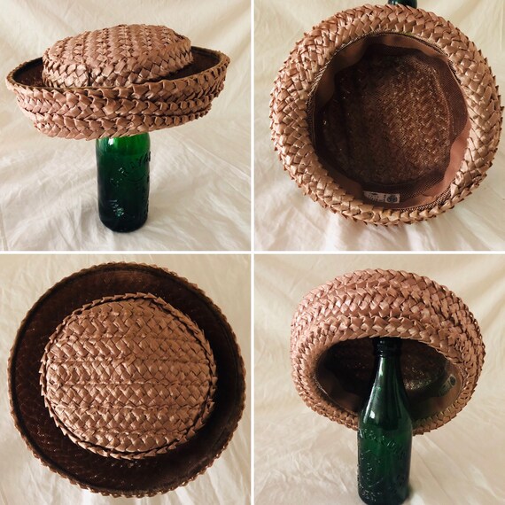 1950s Sunday Brunch Tan/Beige Breton Straw Hat