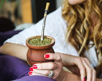 Yerba Mate Wood Mate Cup | Algarrobo Gourd | Wood Gourd for Yerba Mate