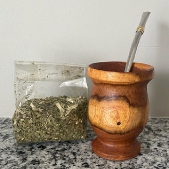 Yerba Mate Set Wood Gourd, Bombilla and YERBA Yerba Mate Kit Gift Set Yerba  Mate Tea With Gourd and Bombilla 