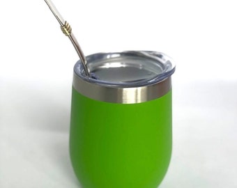 Yerba Mate Cup and Bombilla Set | Yerba Tea Cup with lid| Bombilla Included