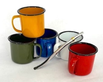 Yerba Mate Metal Cup | Metal and Enamel Yerba Cup| Baked Enamel over Stainless Steel