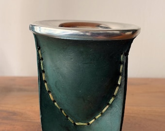 Leather Yerba Mate Gourd with Metal Ring