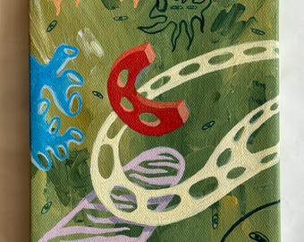 Original Abstract Painting 6x8 Inch – Intuitive Expressive Contemporary Wall Art