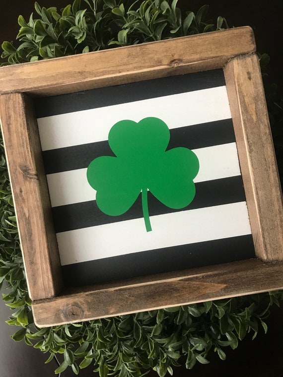 Shamrock Wood Sign Stripes Sign Home Decor Irish Decor Etsy