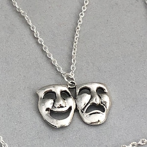 Drama mask necklace, drama teacher necklace gift, drama school student necklace gift, theatre necklace, actor gifts, actress gifts