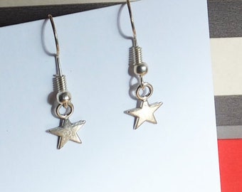 Delicate sterling silver star earrings, birthday or Mothers day gift for her, celestial earrings