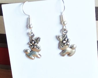 Easter bunny earrings, pet bunny rabbit earrings, pet jewellery gift for her, rabbit lover gift, sterling silver rabbit earrings