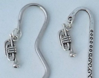Trumpet bookmark, musical instrument bookmark, brass instrument bookmark, music student or teacher gift