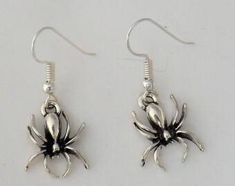 Halloween spider earrings, creepy insect earrings, gothic earrings, Halloween costume jewellery gift, animal earrings, sterling silver