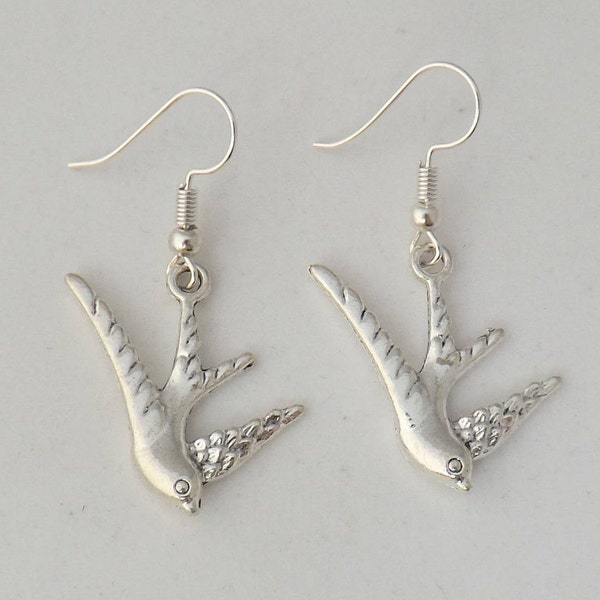 Swift earrings, swallow earrings, flying bird earrings, sterling silver earrings, animal earrings, stocking filler gift for her