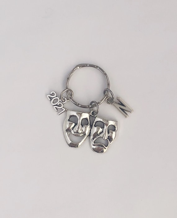 Drama mask keyring, drama teacher keyring gift, drama student keyring gift, theatre keyring, actor keyring, actress keyring