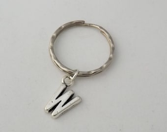 Regalo portachiavi con iniziali personalizzate, portachiavi lettere personalizzate, portachiavi nome, portachiavi alfabeto, portachiavi argento, semplice portachiavi unisex