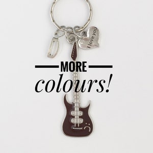 Personalised enamel guitar keyring, unisex guitar gift, music keyring, music student or teacher keyring gift, musician exam gift