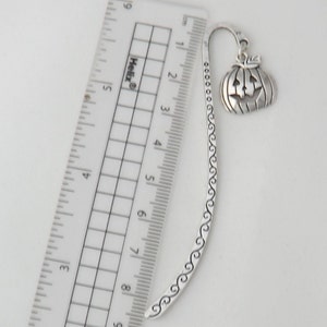 Pumpkin bookmark, literary book lover gift, silver tone pumpkin bookmark, spooky fall bookmark, gothic birthday gift image 8