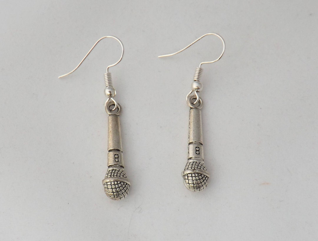 Musical Microphone Earrings Gift Musician Gift Music Student Etsy