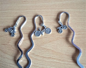 bike bookmarks: motorbike bookmark, Ornate push bike, pedal bike, travel bookmarks, metal bookmarks hobby gifts, Father's Day gift for him