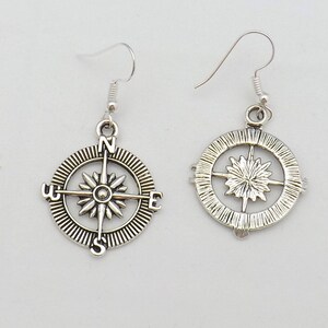 Compass earrings, travelling gift, gap year gift, graduation gift for her, travel lover earrings, sterling silver compass earrings image 3