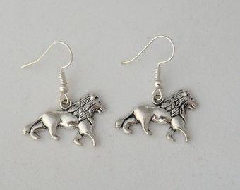 Lion earrings gift, leo earrings gift, lion jewellery, animal earrings, cat earrings, silver lion earrings, gift for her, wildlife earring