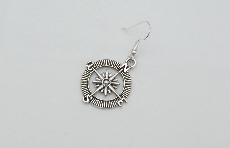 Compass earrings, travelling gift, gap year gift, graduation gift for her, travel lover earrings, sterling silver compass earrings image 2