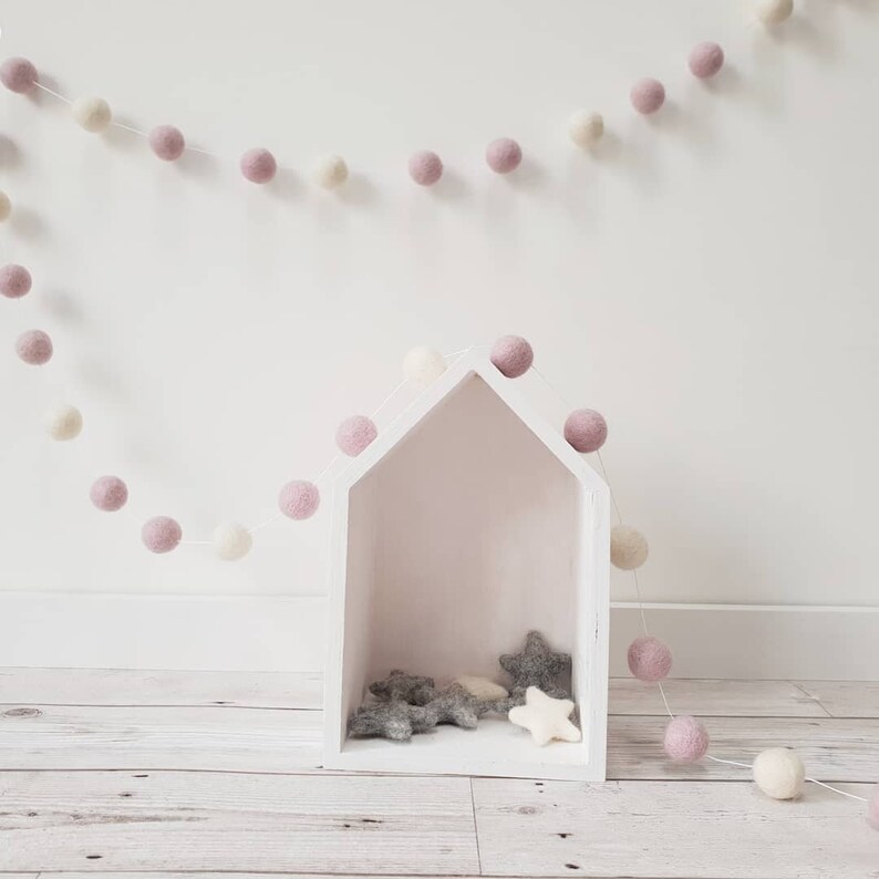 Nursery Decor Felt Ball Garland Light Pink & Ivory Felt Etsy