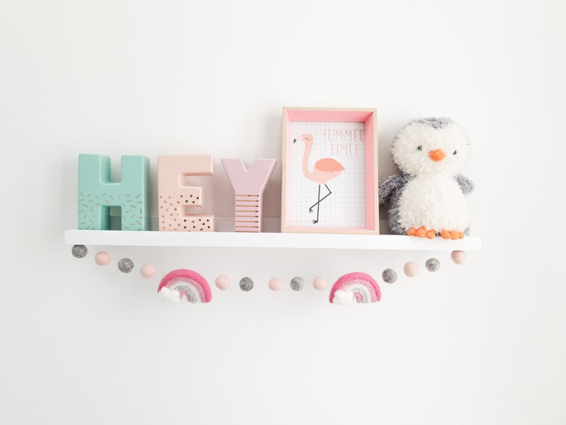 Playroom accessory Nursery accessory Felt ball garland Rainbow decor Rainbow Bedroom Felted rainbows