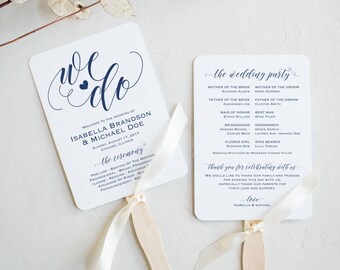 wedding program fan etsy