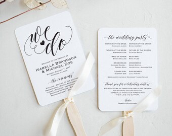 wedding program fan etsy