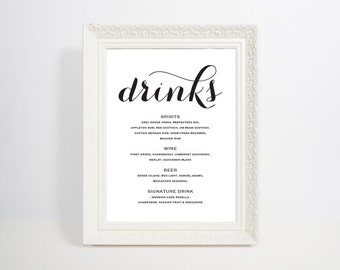 gold bar menu template bar menu bar menu printable bar menu etsy