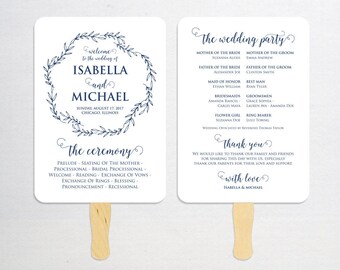 greenery wedding program fan greenery fan template instant etsy