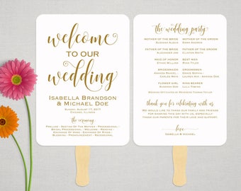 wedding program fan etsy