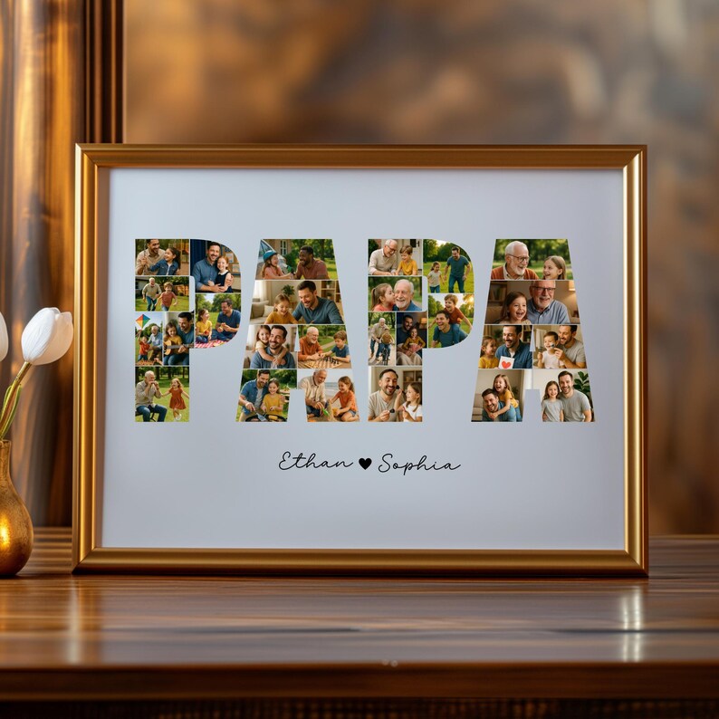 Script Papa Personalized Papa Photo Collage Print, Birthday Gift (digital Download ...