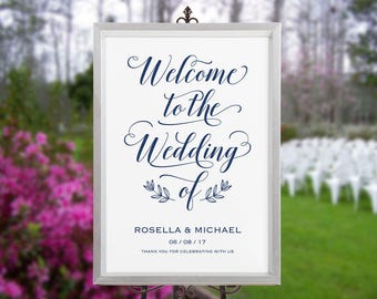 Navy Blue Wedding Welcome Sign Template, Welcome to Our Wedding, DIY Welcome Sign, printable welcome sign, Wedding Welcome Poster, WPC_614