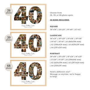 40th Birthday Photo Collage Template, Number 40collage, Gift Idea ...