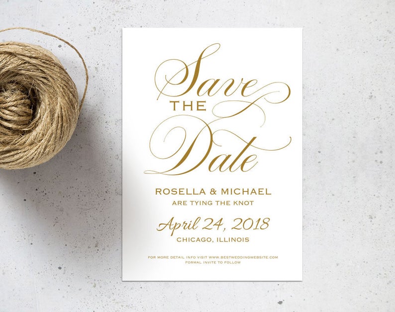 Gold Save the Date Template, Save the Date Cards, Save the Date Printable, Rustic Save The Date, Wedding Template, PDF Template, WPC_638 image 2