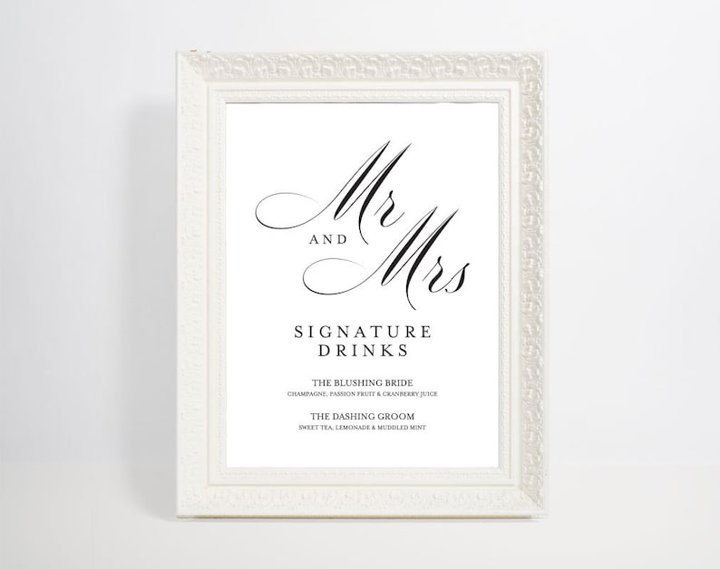 Signature Drinks Printable PDF Download Signature Drink Sign Signature Cocktails WPC/_90SD4A Wedding Bar Sign Wedding Reception Sign