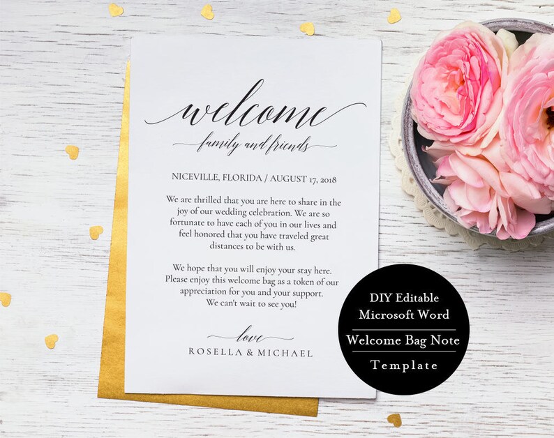 Printable Wedding itinerary template, Wedding Itinerary, Wedding Welcome Letter, Wedding Itinerary, Print 2 sides, MSW109 image 1