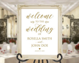 Gold Wedding Welcome Sign Template, Welcome to Our Wedding, DIY Welcome Sign, printable welcome sign, Wedding Welcome Poster, WPC_611